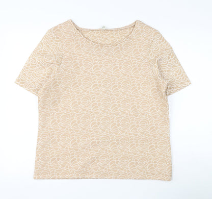River Island Womens Gold Floral Polyester Basic Blouse Size 14 Round Neck