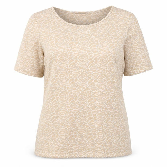 River Island Womens Gold Floral Polyester Basic Blouse Size 14 Round Neck