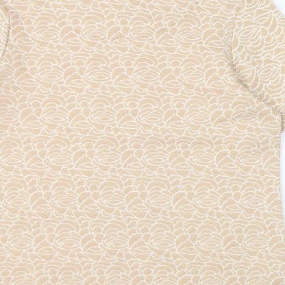 River Island Womens Gold Floral Polyester Basic Blouse Size 14 Round Neck