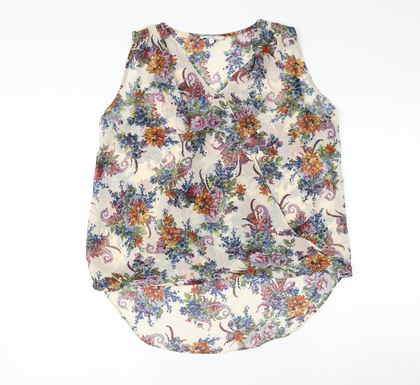 New Look Womens Multicoloured Floral Polyester Camisole Blouse Size 12 V-Neck