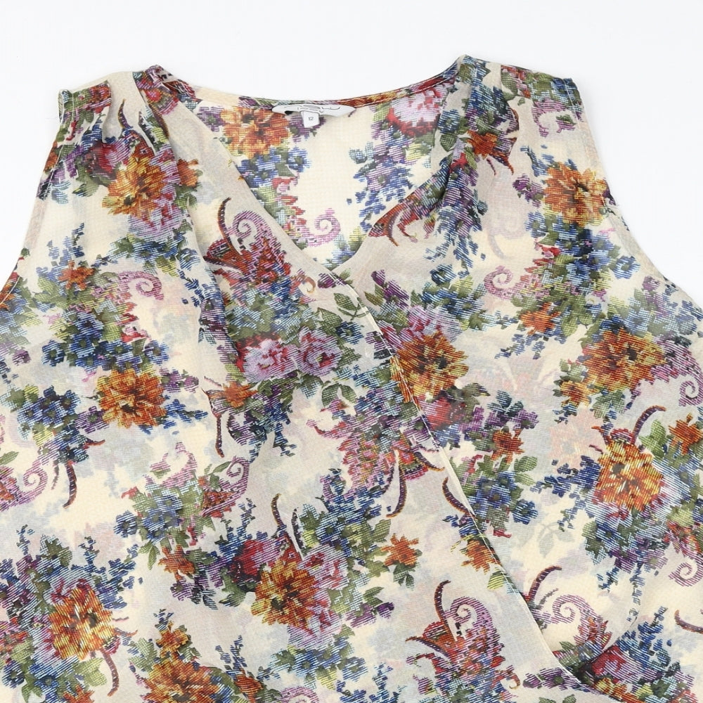 New Look Womens Multicoloured Floral Polyester Camisole Blouse Size 12 V-Neck
