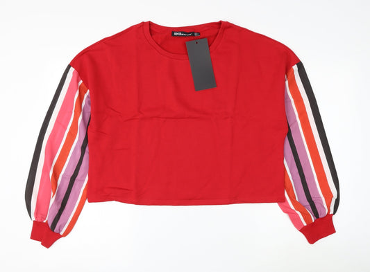 Oh My Days Womens Red Striped Polyester Pullover Sweatshirt Size 8 Pullover
