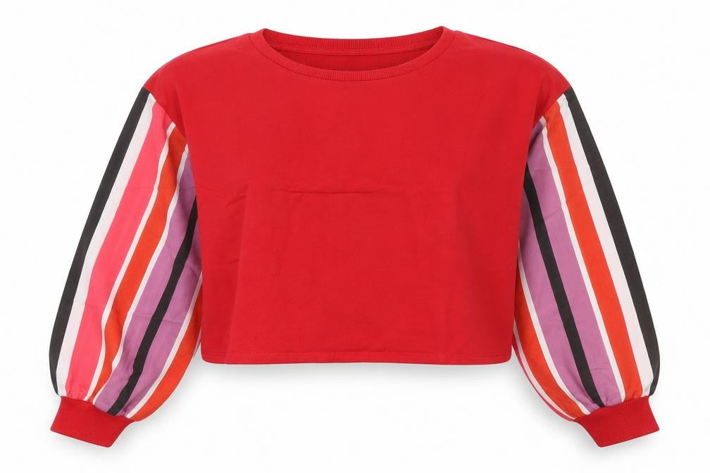 Oh My Days Womens Red Striped Polyester Pullover Sweatshirt Size 8 Pullover