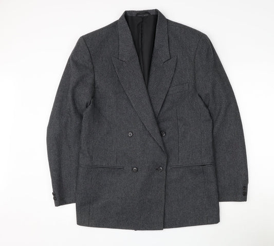 Marlowe Mens Grey Striped Polyester Jacket Suit Jacket Size 38