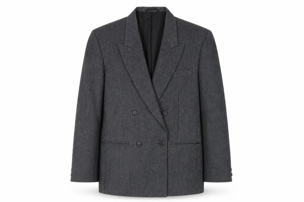 Marlowe Mens Grey Striped Polyester Jacket Suit Jacket Size 38