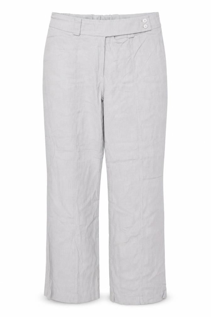 FunMum Womens Grey Linen Trousers Size M L29 in Regular Button