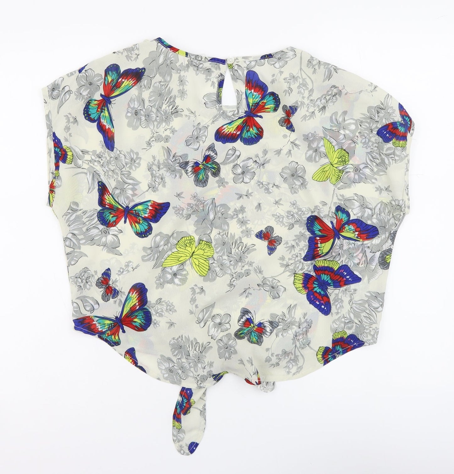 Pinky Womens Multicoloured Geometric Polyester Basic Blouse Size M Round Neck - Butterfly Pattern