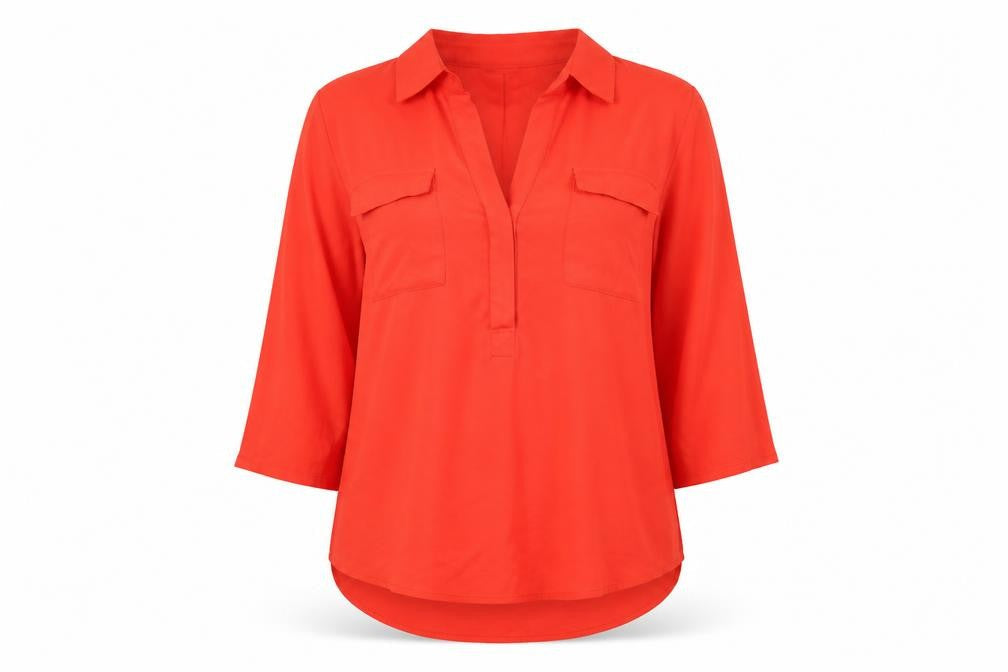Gap Womens Red Polyester Basic Blouse Size L Collared