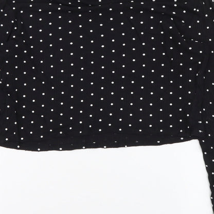 H&M Womens Black Polka Dot Viscose Basic Blouse Size S Mock Neck