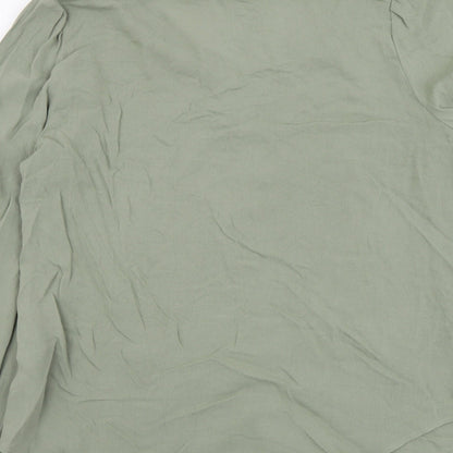 Marks & Spencer Womens Green Viscose Basic Button-Up Size 8 V-Neck