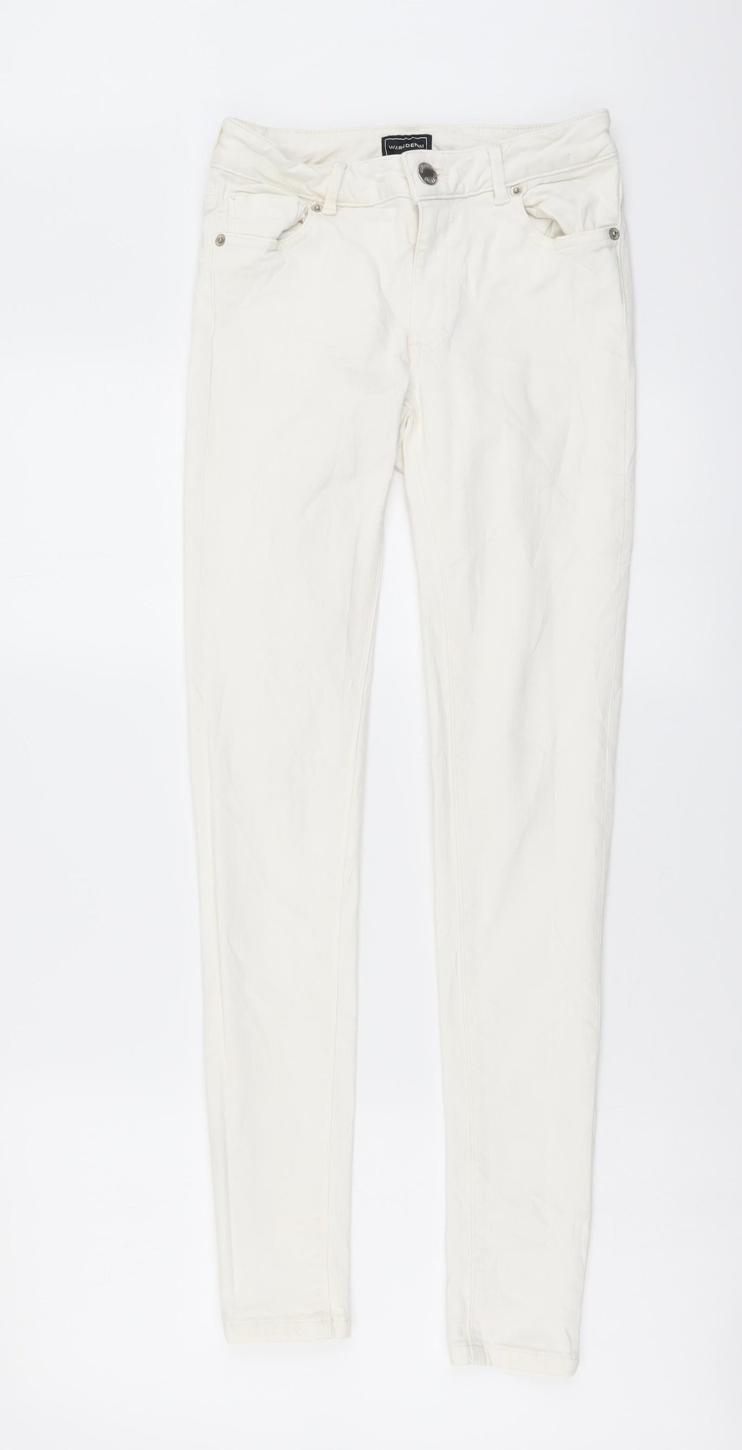 Waredenim Womens White Cotton Skinny Jeans Size 8 L29 in Regular Button