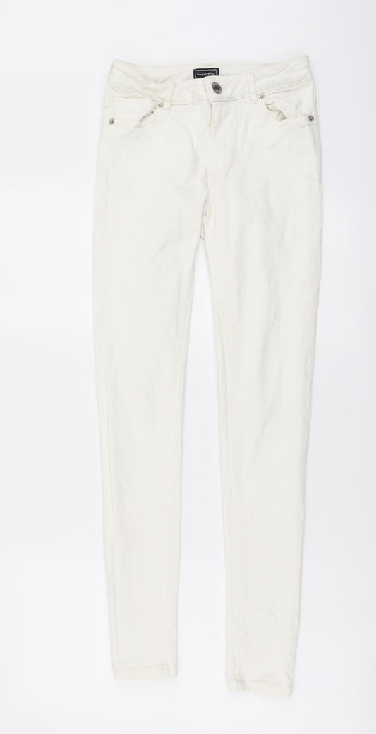 Waredenim Womens White Cotton Skinny Jeans Size 8 L29 in Regular Button