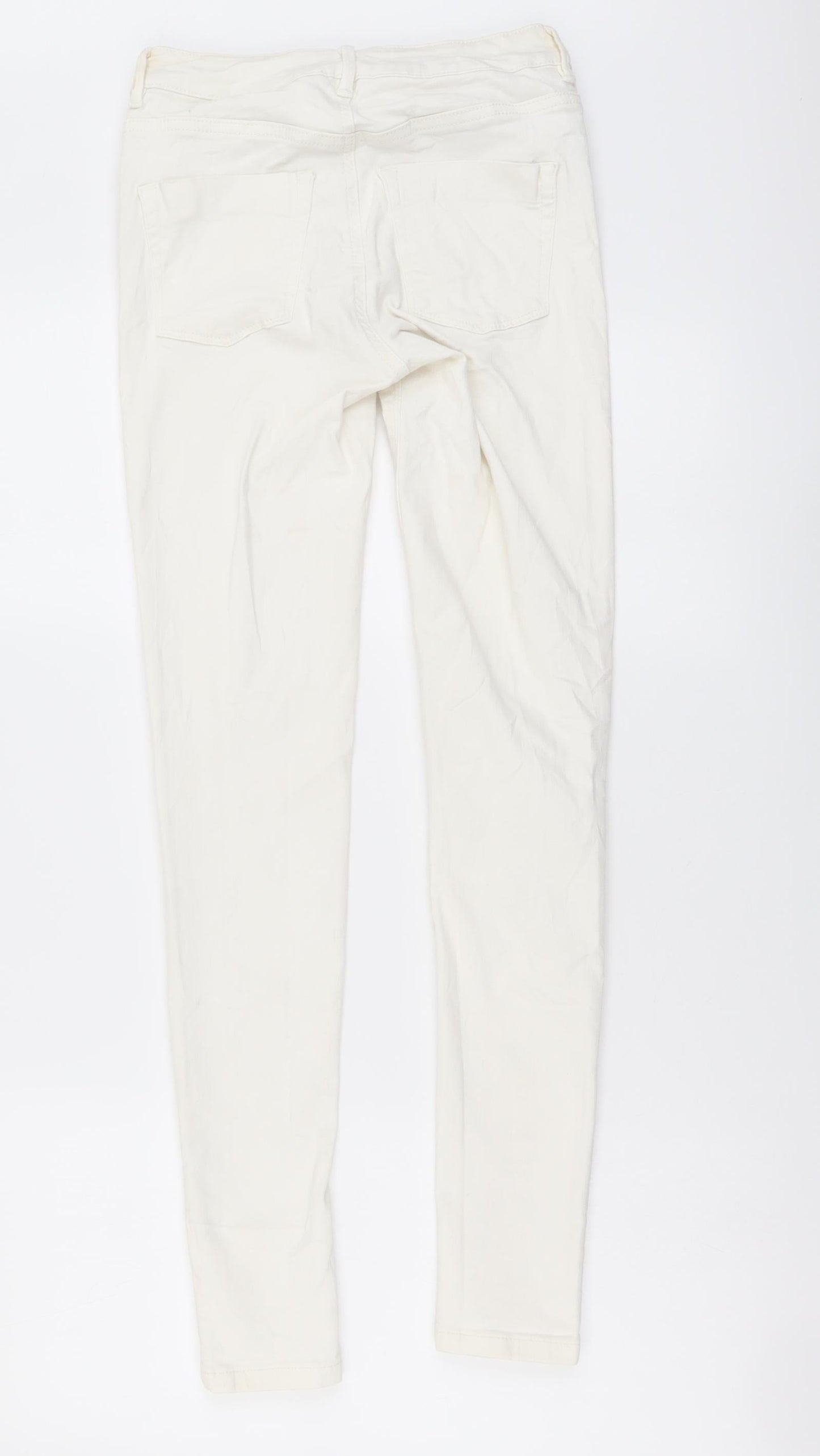 Waredenim Womens White Cotton Skinny Jeans Size 8 L29 in Regular Button