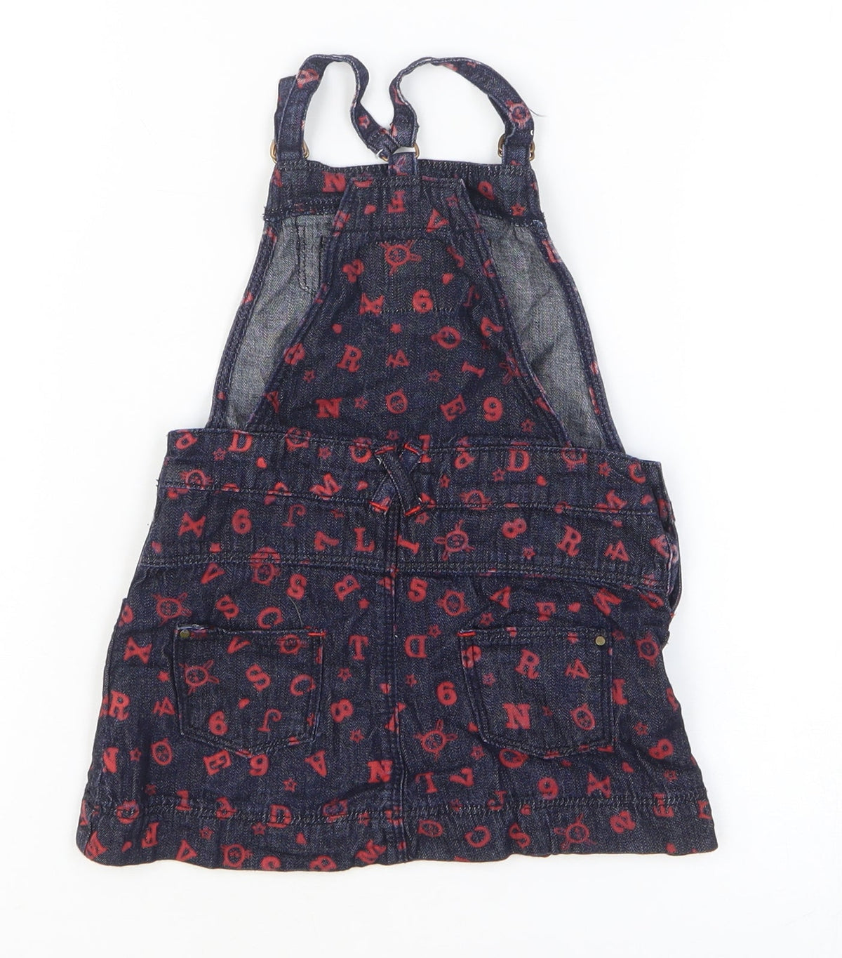 Arabella & Addison Girls Blue Geometric 100% Cotton Dungaree One-Piece Size 24 Months Pullover