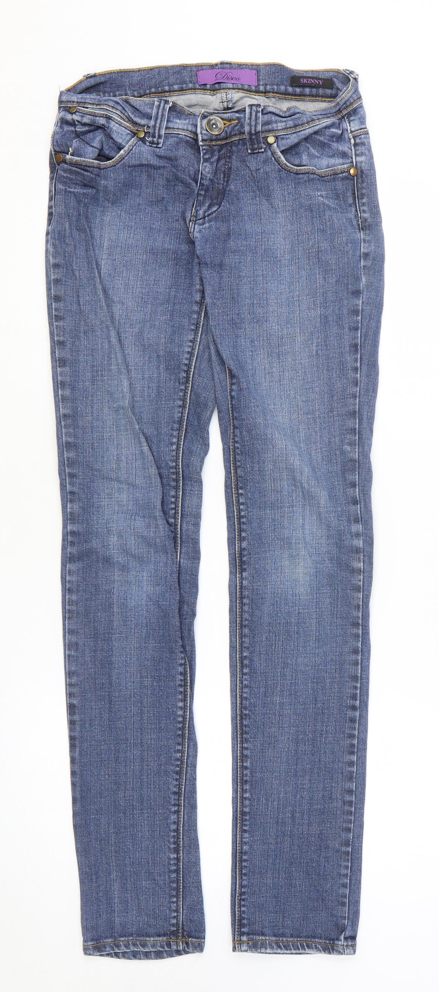Disco Womens Blue Cotton Skinny Jeans Size 8 L31 in Slim Zip