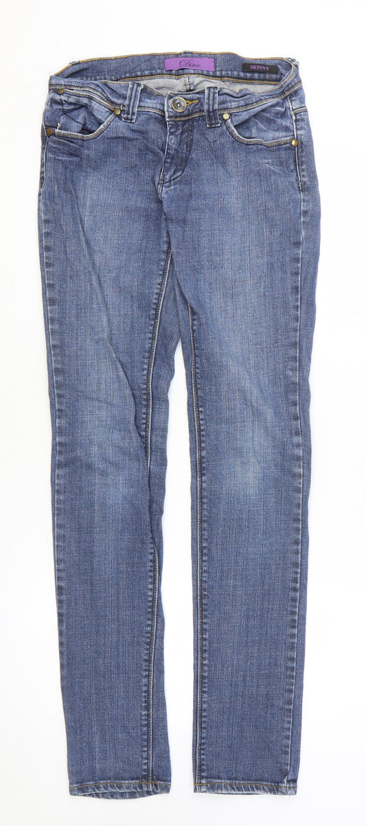 Disco Womens Blue Cotton Skinny Jeans Size 8 L31 in Slim Zip