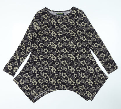 Sugar Crisp Womens Multicoloured Floral Polyester Basic Blouse Size S Round Neck - Asymmetric
