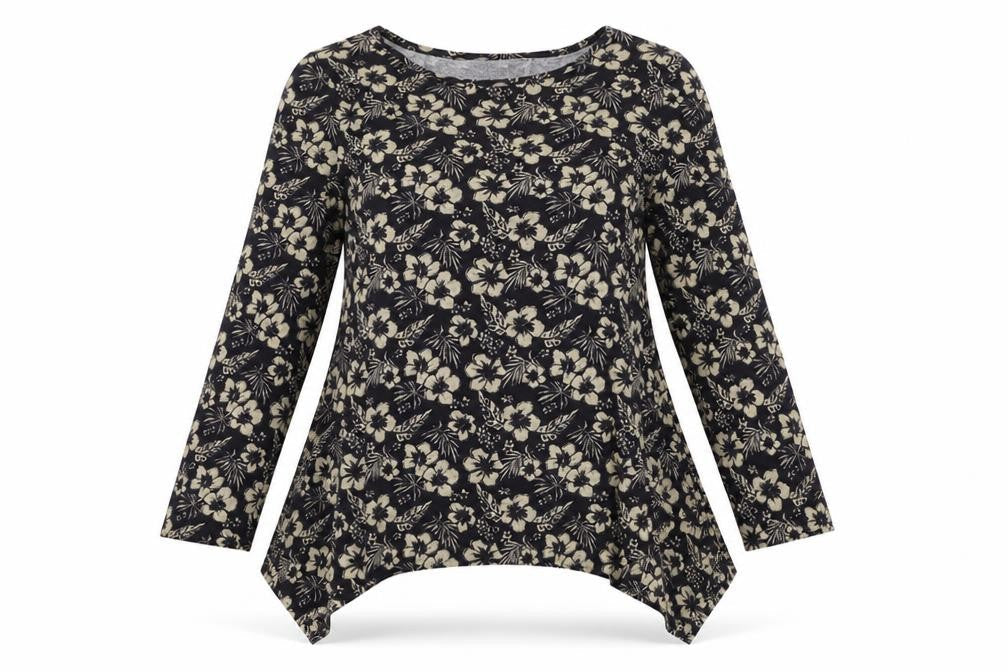 Sugar Crisp Womens Multicoloured Floral Polyester Basic Blouse Size S Round Neck - Asymmetric