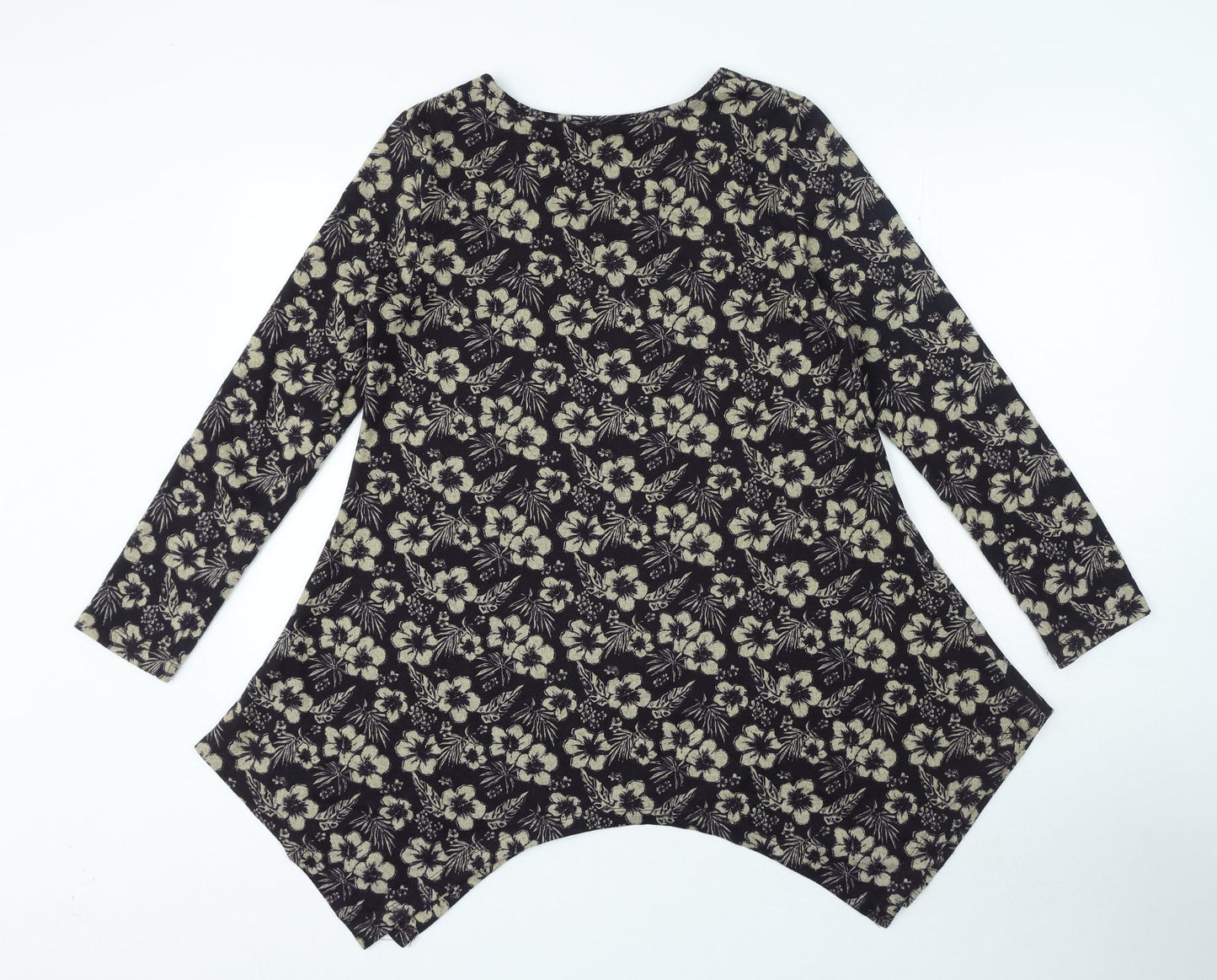 Sugar Crisp Womens Multicoloured Floral Polyester Basic Blouse Size S Round Neck - Asymmetric
