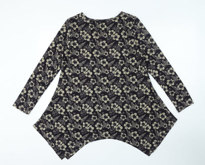 Sugar Crisp Womens Multicoloured Floral Polyester Basic Blouse Size S Round Neck - Asymmetric