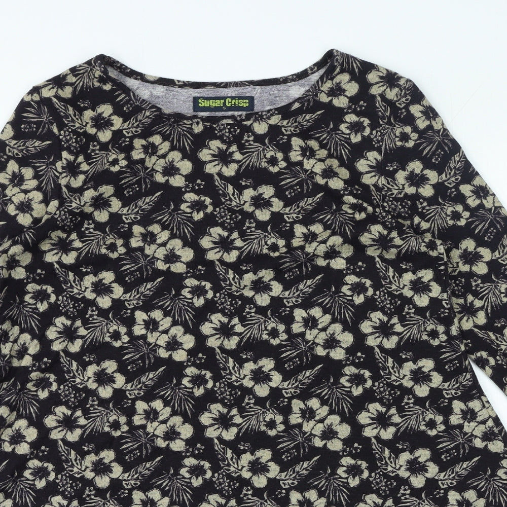 Sugar Crisp Womens Multicoloured Floral Polyester Basic Blouse Size S Round Neck - Asymmetric