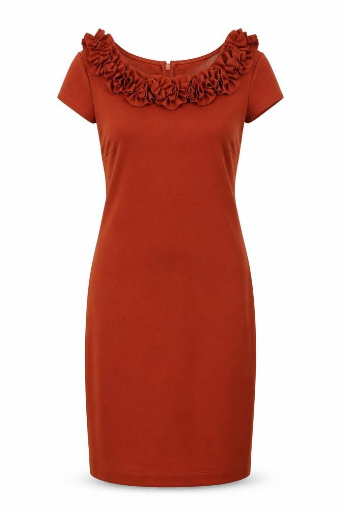Marks & Spencer Womens Brown Polyester Ball Gown Size 8 Round Neck Pullover