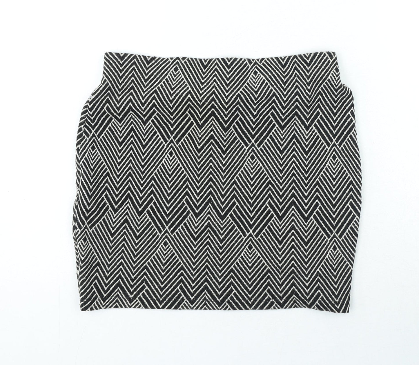 Zara Womens Black Striped Cotton Mini Skirt Size M