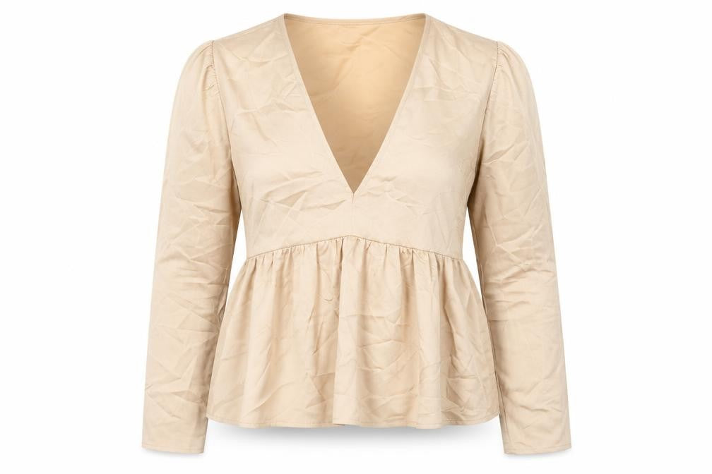 Missguided Womens Beige Polyester Basic Blouse Size 12 V-Neck