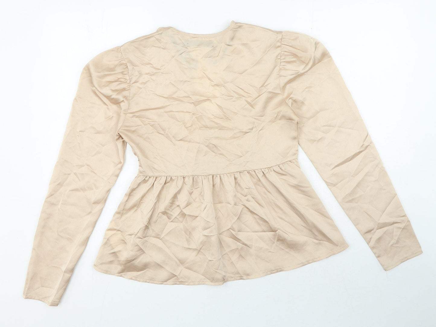 Missguided Womens Beige Polyester Basic Blouse Size 12 V-Neck