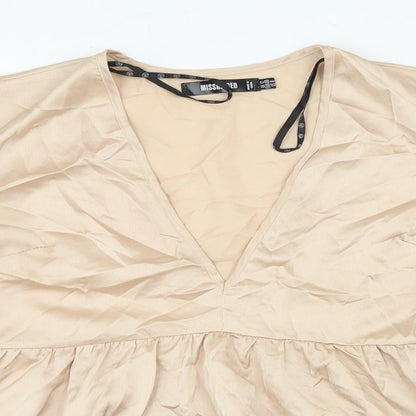 Missguided Womens Beige Polyester Basic Blouse Size 12 V-Neck