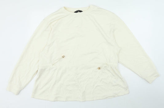 F&F Womens Ivory Polyamide Pullover Sweatshirt Size 16 Tie