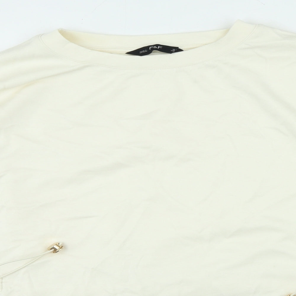 F&F Womens Ivory Polyamide Pullover Sweatshirt Size 16 Tie