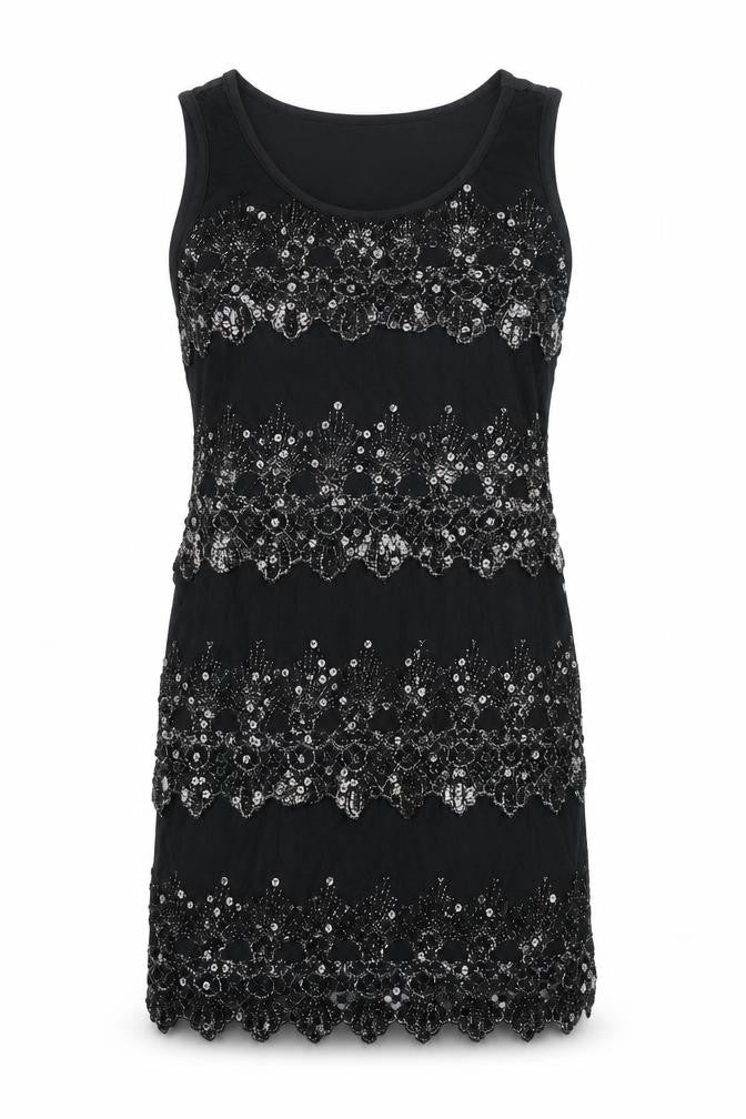 Pussycat London Womens Black Polyester Mini Size M Scoop Neck Pullover - Lace Detail