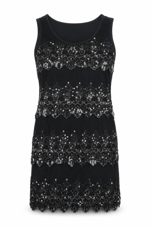 Pussycat London Womens Black Polyester Mini Size M Scoop Neck Pullover - Lace Detail