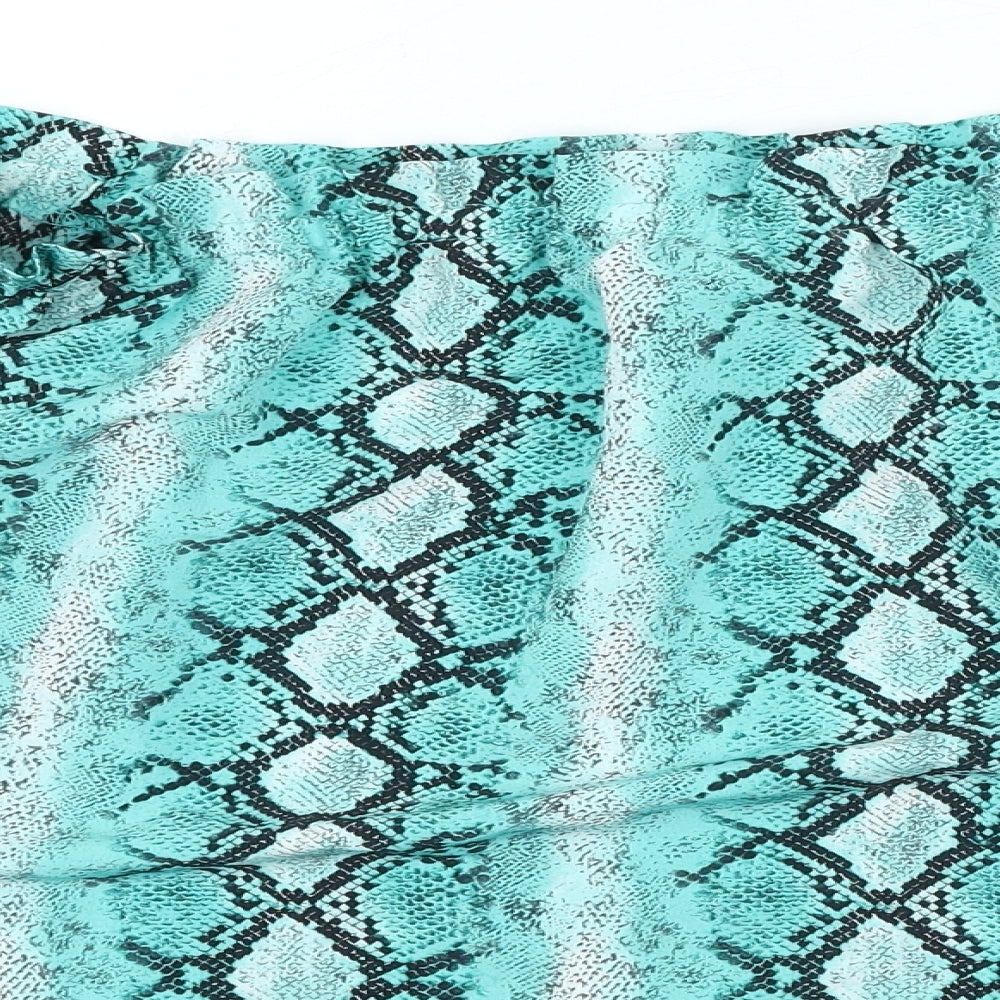 Dorothy Perkins Womens Blue Animal Print Polyester Basic Blouse Size 8 Off the Shoulder - Snake Pattern