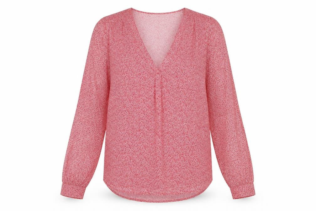 JOIE Womens Red Geometric Polyester Basic Blouse Size S V-Neck
