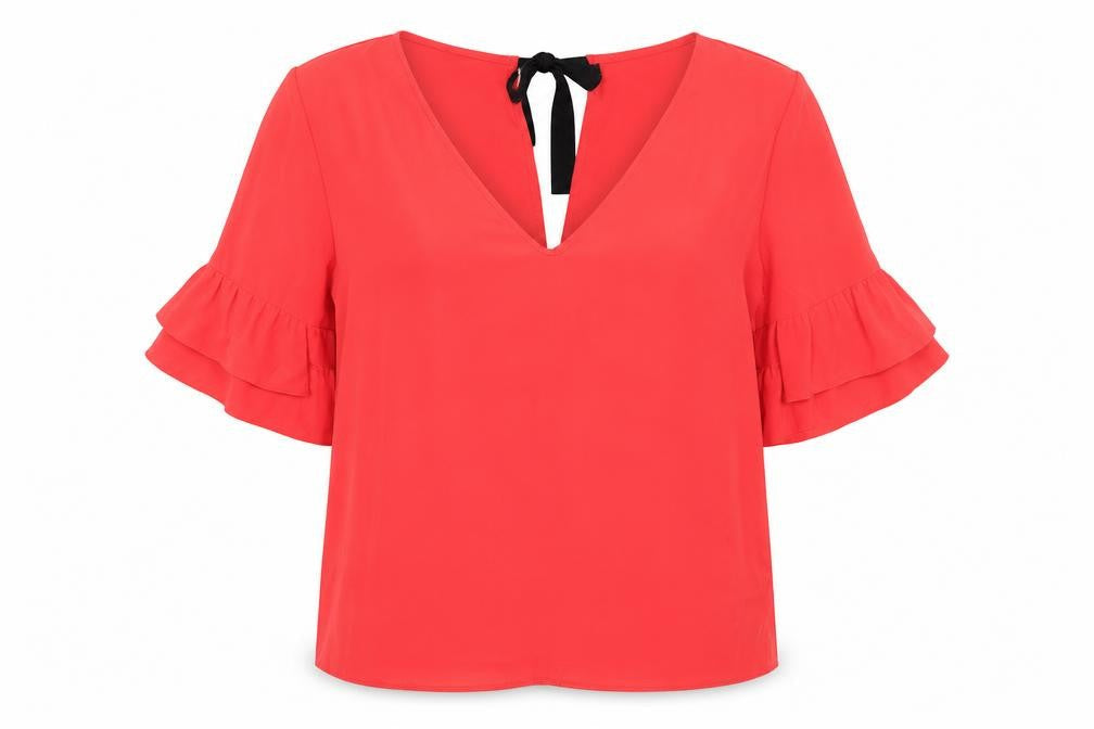 Topshop Womens Pink Polyester Basic Blouse Size 10 V-Neck