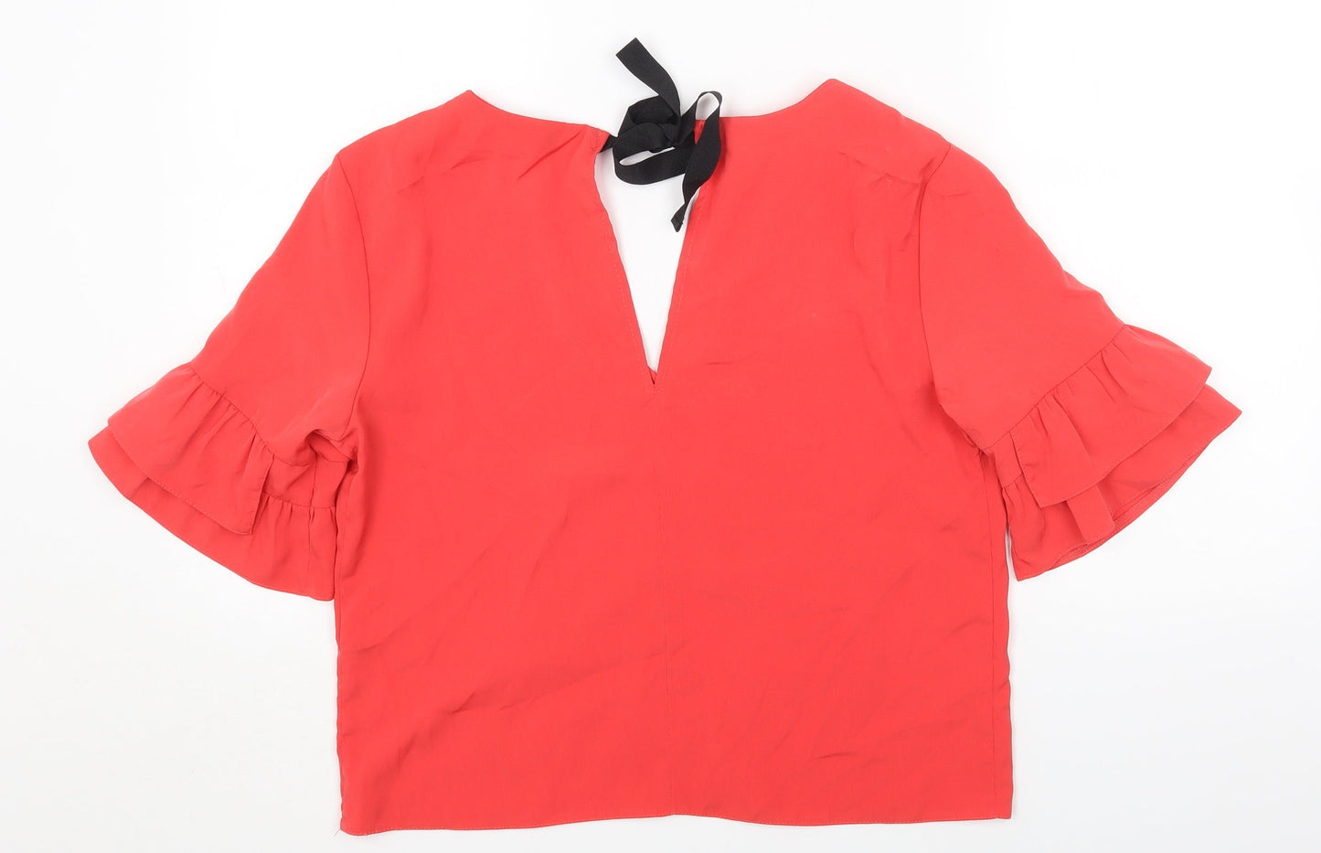 Topshop Womens Pink Polyester Basic Blouse Size 10 V-Neck