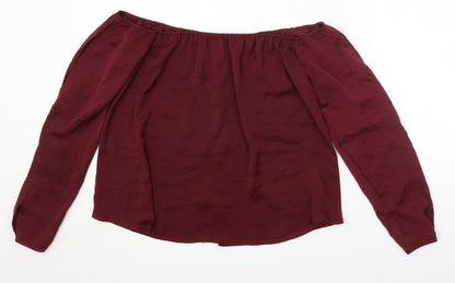 River Island Womens Purple Polyester Basic Blouse Size 8 Off the Shoulder