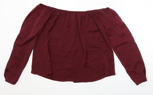 River Island Womens Purple Polyester Basic Blouse Size 8 Off the Shoulder