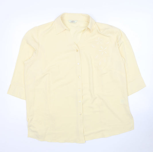 Classic Womens Beige Polyester Basic Button-Up Size 20 Collared