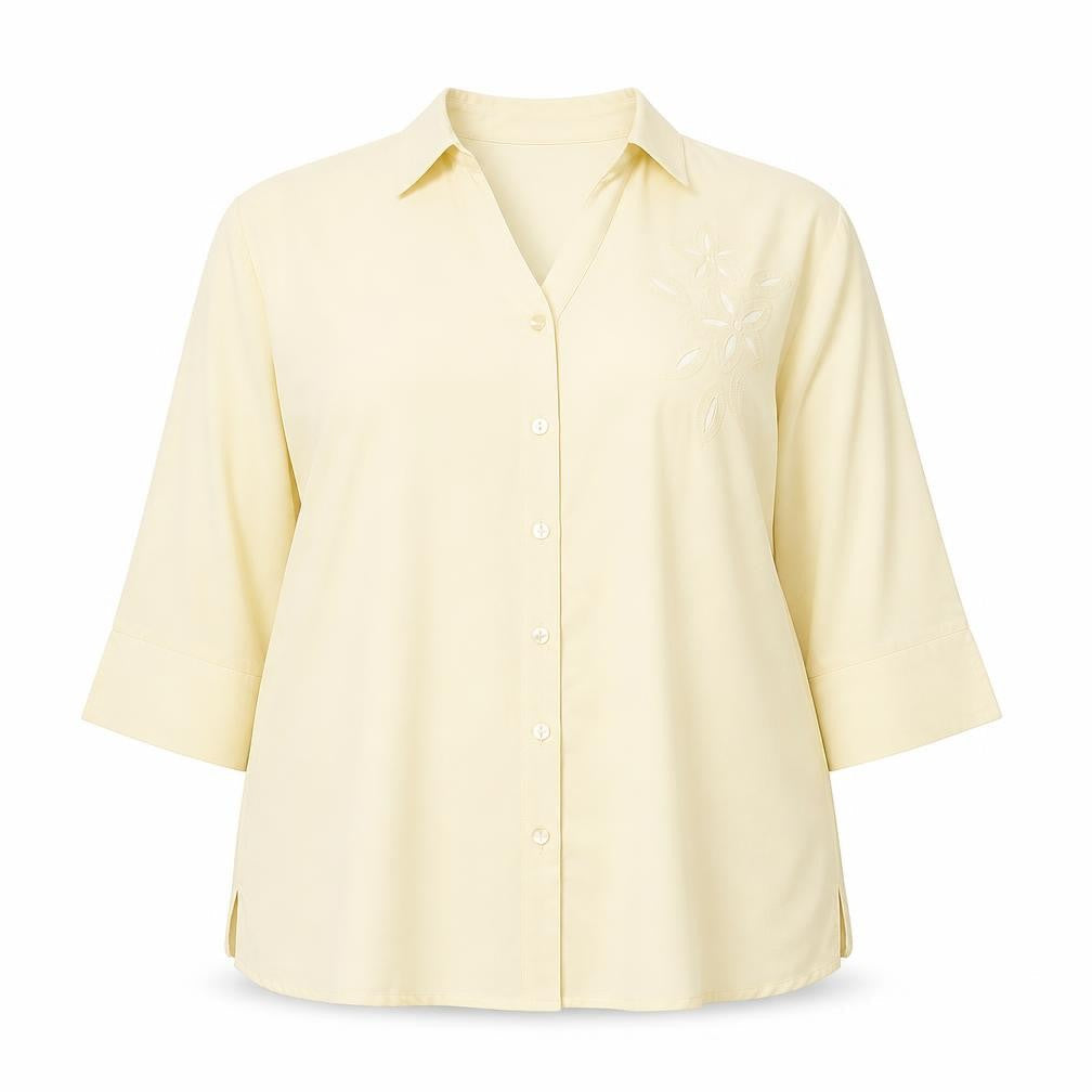 Classics Womens Beige Polyester Basic Button-Up Size 20 Collared