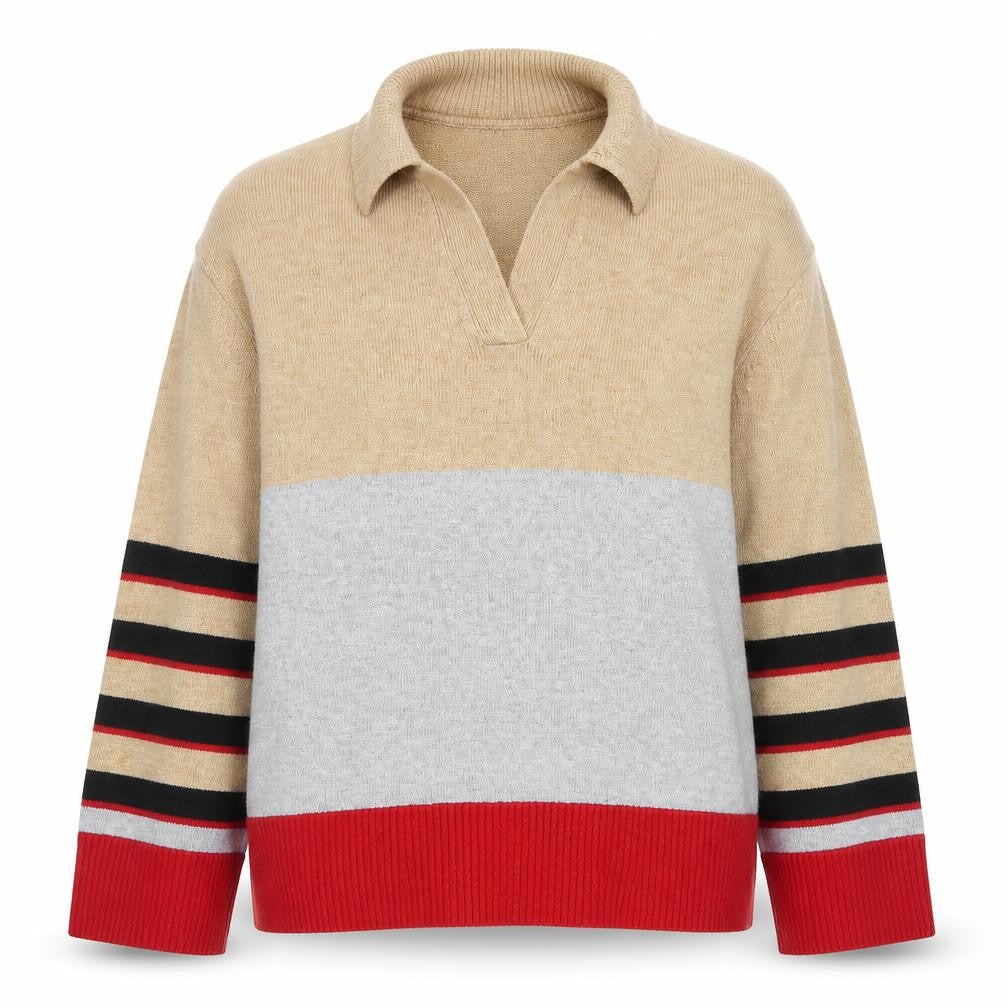 NEXT Womens Multicoloured Collared Striped Viscose Pullover Jumper Size L