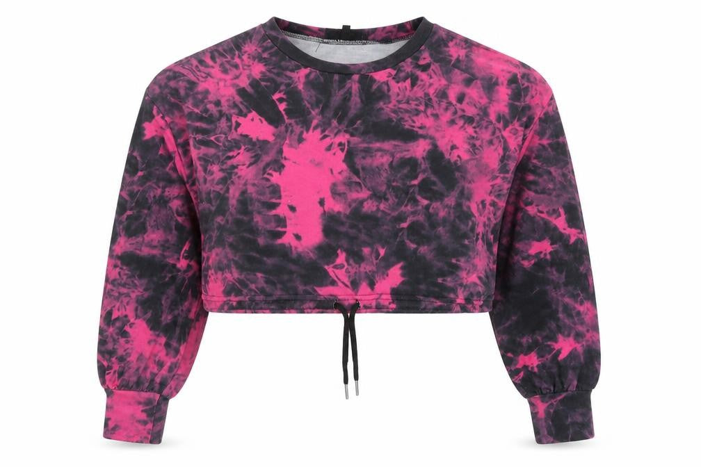 Preworn Womens Pink Polyester Pullover Sweatshirt Size 10 Pullover - Tie dye pattern, Cropped