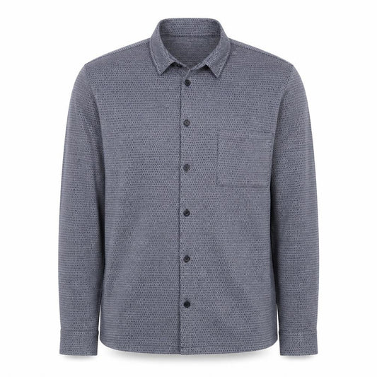 boohooMAN Mens Blue Geometric Polyester Button-Up Size M Collared Button