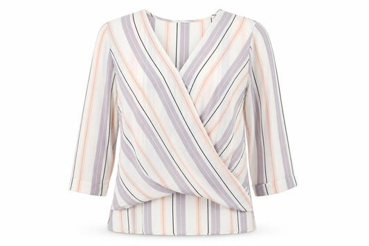 Atmosphere Womens Multicoloured Striped Polyester Basic Blouse Size 10 V-Neck