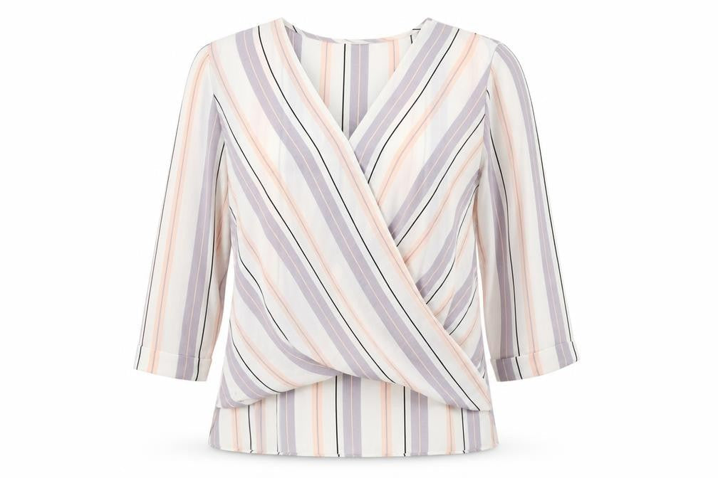 Atmosphere Womens Multicoloured Striped Polyester Basic Blouse Size 10 V-Neck