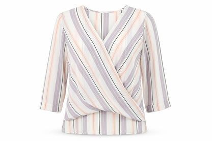Atmosphere Womens Multicoloured Striped Polyester Basic Blouse Size 10 V-Neck