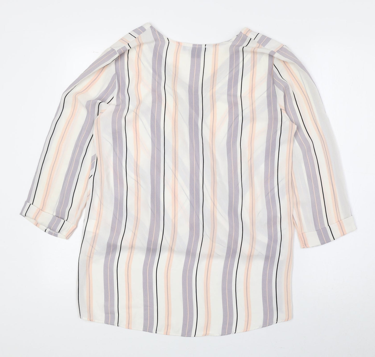 Atmosphere Womens Multicoloured Striped Polyester Basic Blouse Size 10 V-Neck