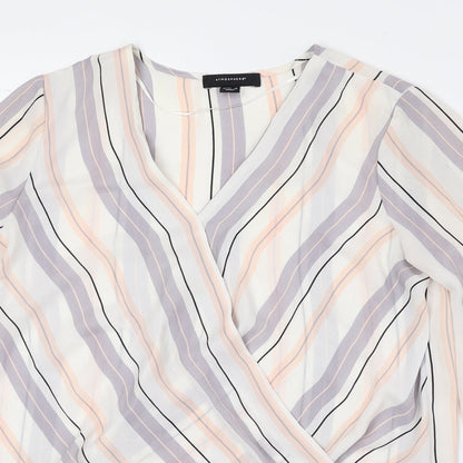Atmosphere Womens Multicoloured Striped Polyester Basic Blouse Size 10 V-Neck